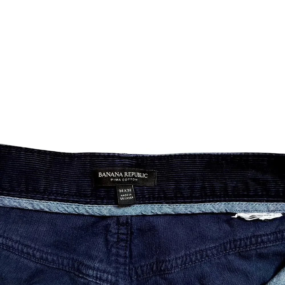 Banana Republic Corduroy Straight Pants 34x31 Navy Blue Pima Cotton Preppy
